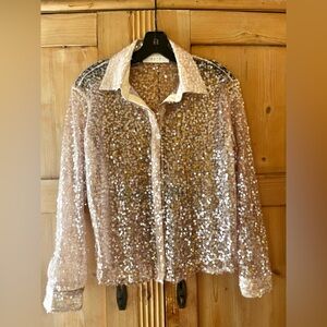 ASTR Sequin Sheer Blouse, never worn! XS